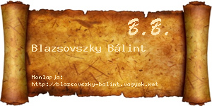 Blazsovszky Bálint névjegykártya