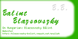 balint blazsovszky business card